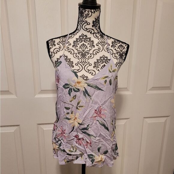 NWT Style Rack purple floral Linen blend tank top - Picture 1 of 6